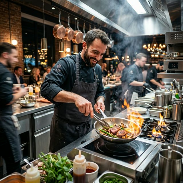 Profesyonel restoran sahibi ve ekibi